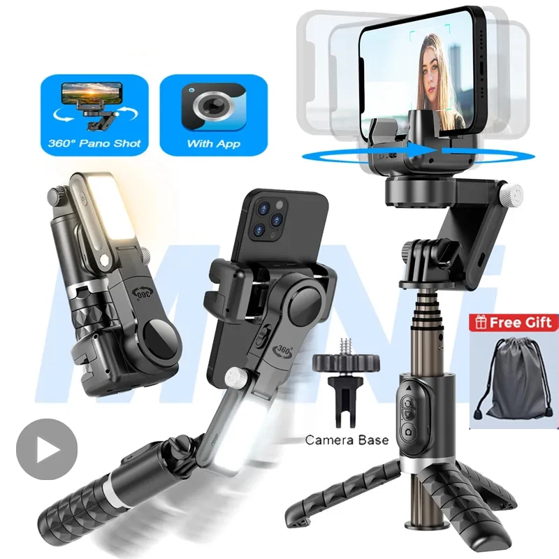 

Handheld Gimbal Stabilizer with Selfie Stick&Tripod – 3-in-1 Portable Cellphone Camera Stabilizer for iPhone,Android&Smartphones