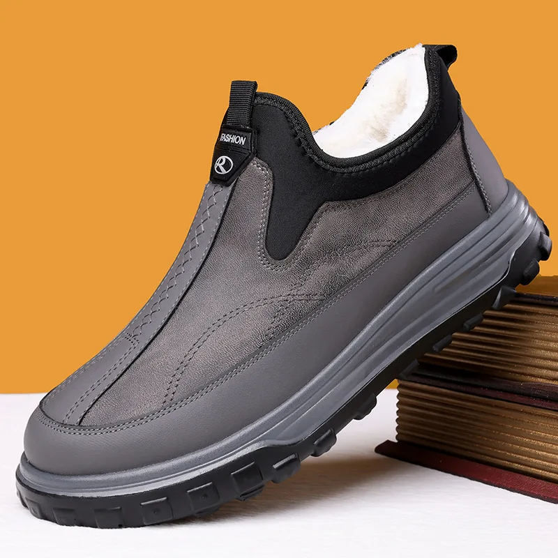 Men's Winter Cotton Boots with Fleece, Warm and Thick Snow Boots, Fashionable and Casual Shoes and Boots
