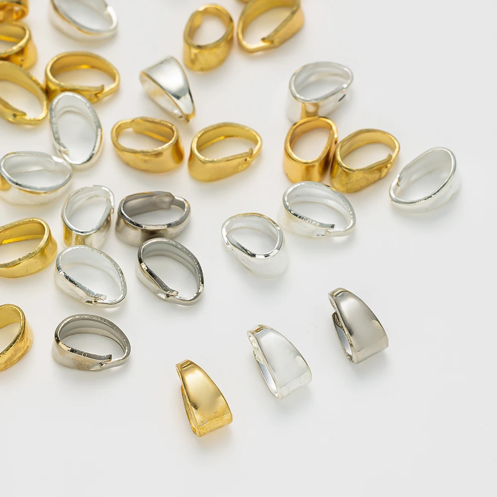 50pcs 18K Gold Plated Pendant Clips Pinch Bail Clasp Hook Connector for Necklaces Bracelets Jewelry Making Supplies Accessories