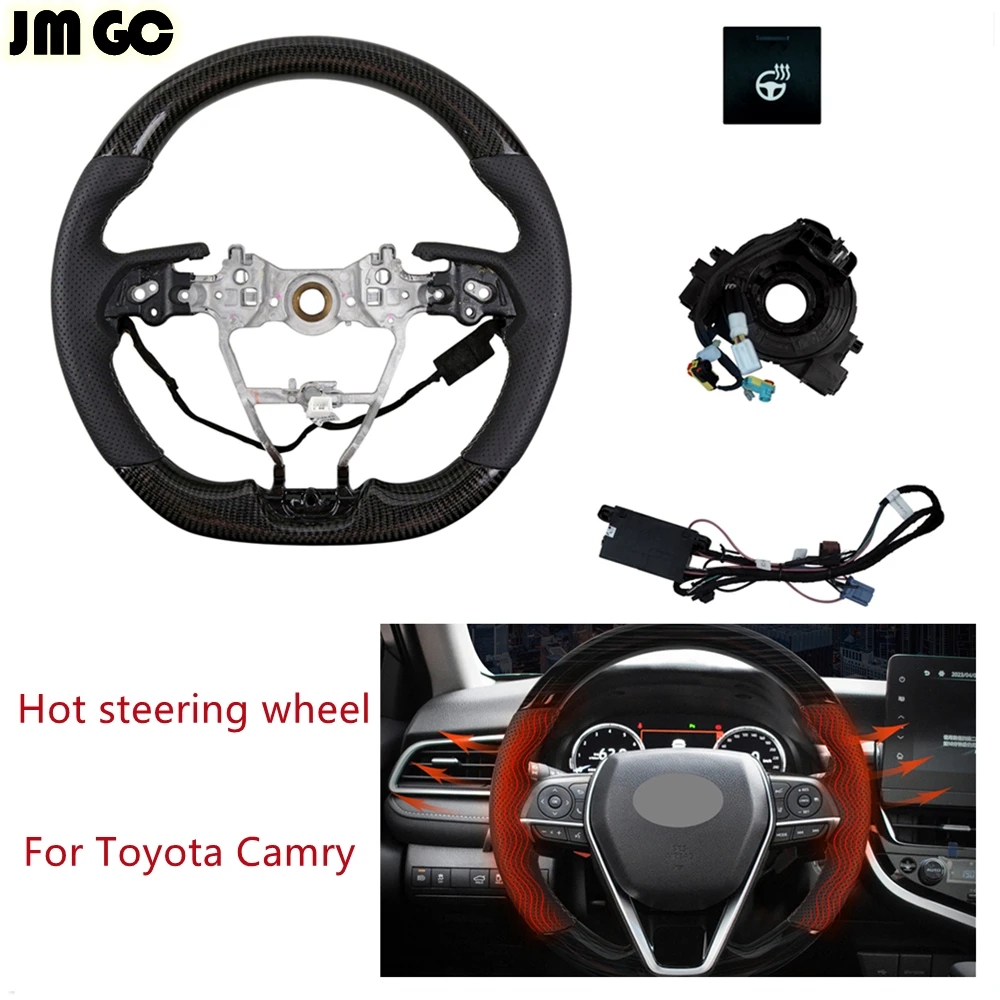 Car heated steering wheel for Toyota Camry Heated grips, Carbon fiber sports steering wheel, Original installation