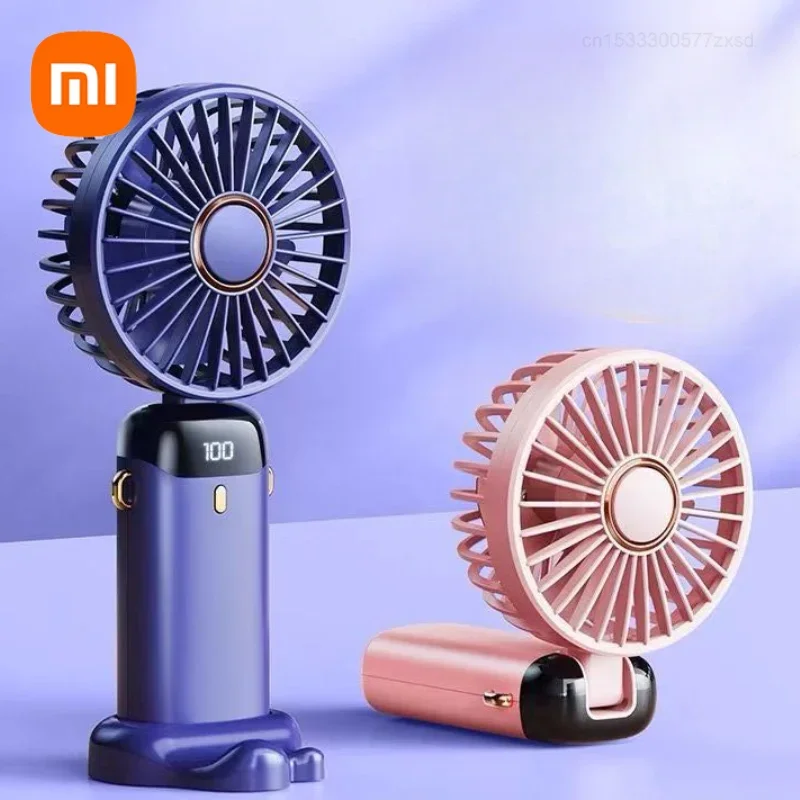 Xiaomi LED Intelligence Display Handheld Fan Portable Strong Winds Large Capacity Dual Battery Durability Halter Folding Fans