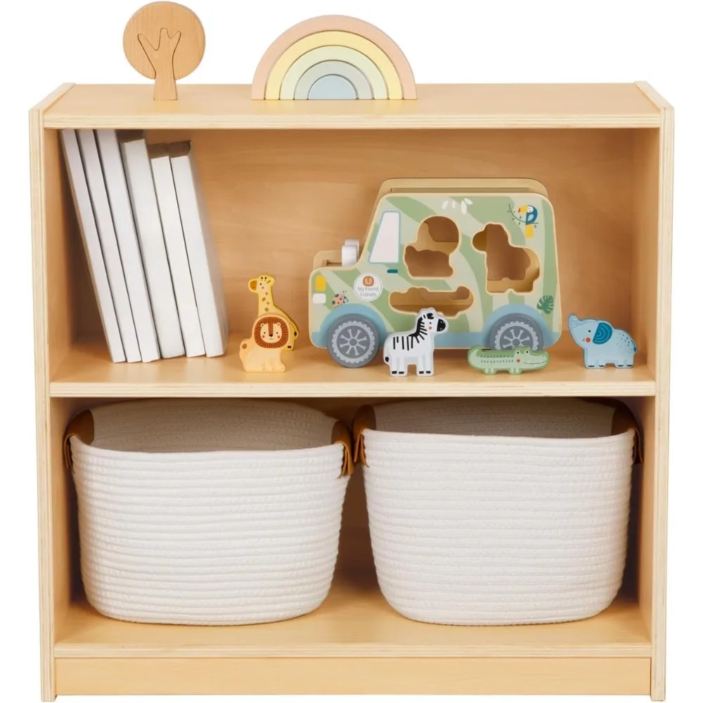 

Shelf and Toy Storage,Compact Toddler Bookshelf for Small Space,Wooden Storage Cabinet Shelves and Kids Bookcase for Small Space