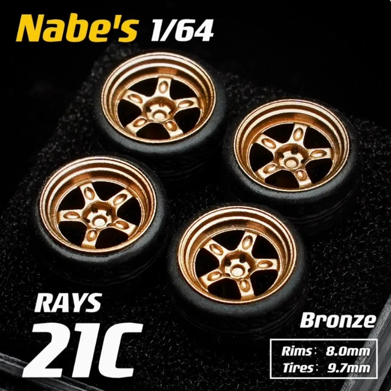 Nabes Chika 1/64 21A/21C/Vsxx/TF1 8.9/9.7mm 자동차 수정 휠 허브 고무 타이어 수지 휠 1:64 정적 모델 자동차에 적합