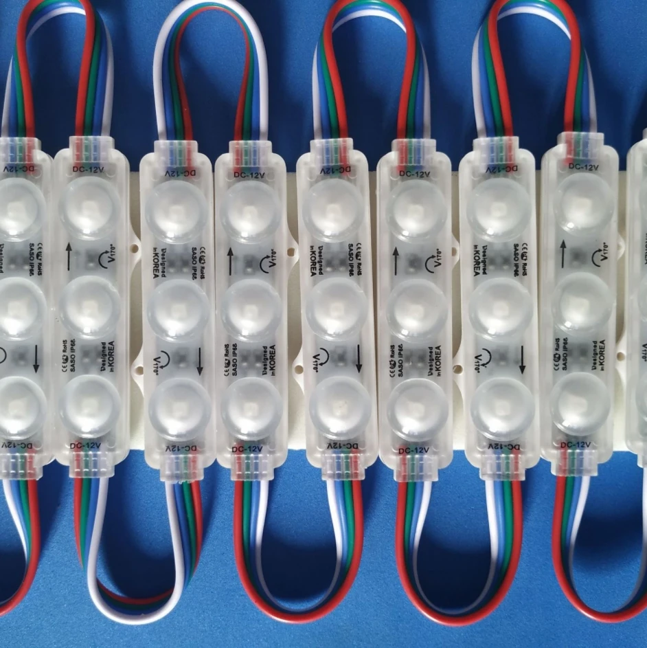 injection LED Modules 5050 SMD 3LED RGB Waterproof LED Module IP67 DC12V Transparent lens for Sign Advertisement Design