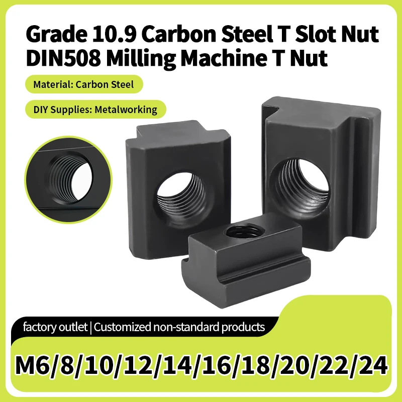 M6 M8 M10 M12 M14/16/18/20 Tapped Through Slot T-nut high quality DIN508 Black Oxide Finished Carbon Steel Slot T-Nut Grade 10.9