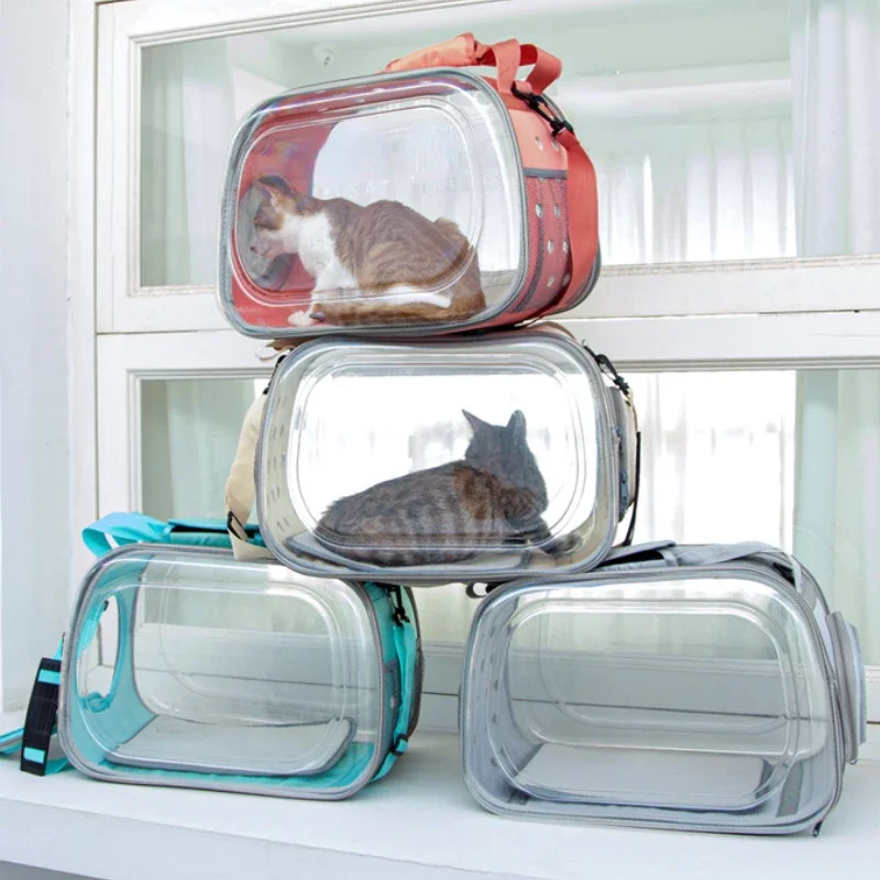 Cat Dog Carrier Bag Transportation Travel Breathable Pet Handbag Portable Shoulder Basket Backpack Puppy Tote Transparent Cage