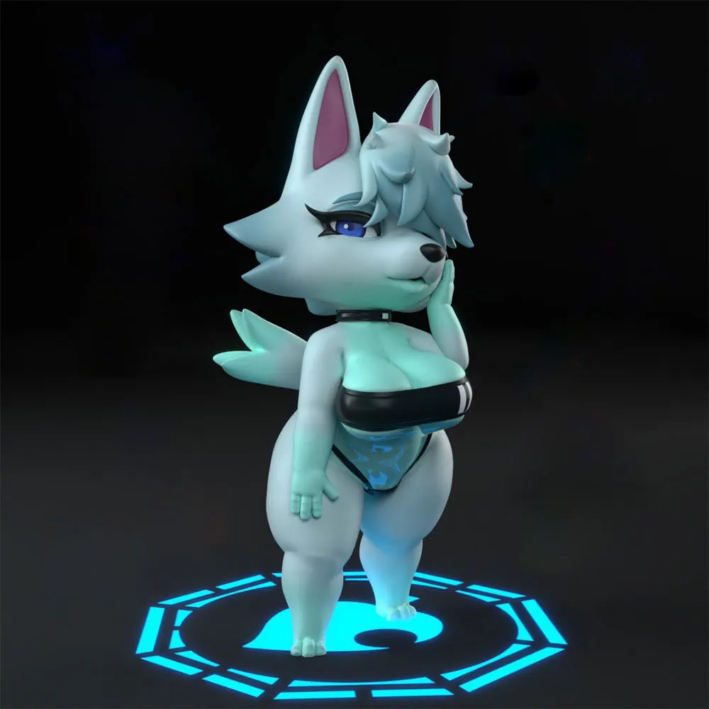1/24Foxy Wolfy Anime Character Statue GK Miniature 3D Printed Gray Model Figurine DIY Doll Model Unassembled And Unpainted