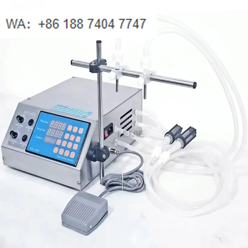 Semi-Automatic Double Head Liquid Diaphragm Pump Filling Machine Electric Drive for Water Beverages Cosmetics Cleansers