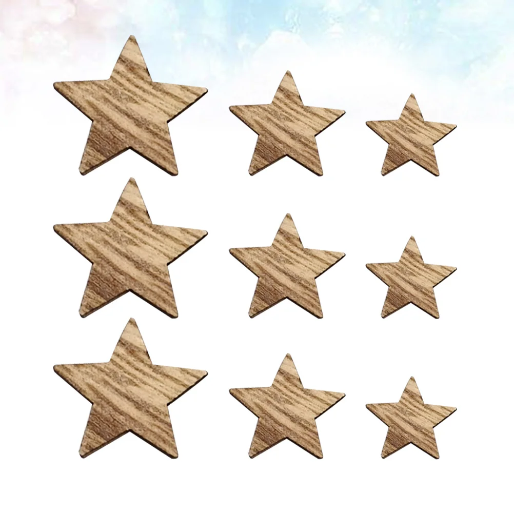 

200Pcs Natural Wood Slices Star Shaped DIY Craft Pieces Smooth Surface for Holiday Decorations Hand Painting Photo Props