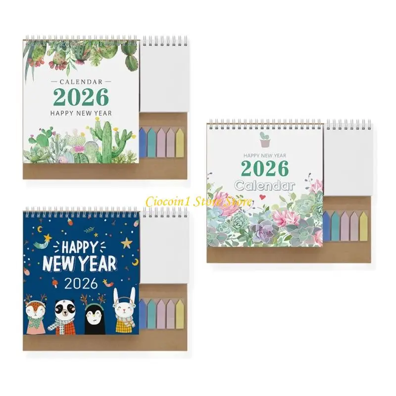 

A3PC 2026 Desk Calendar 12 Month Referances from Jan to Dec Office Home Calendar Plan Organiser with Note Pad and Sticker