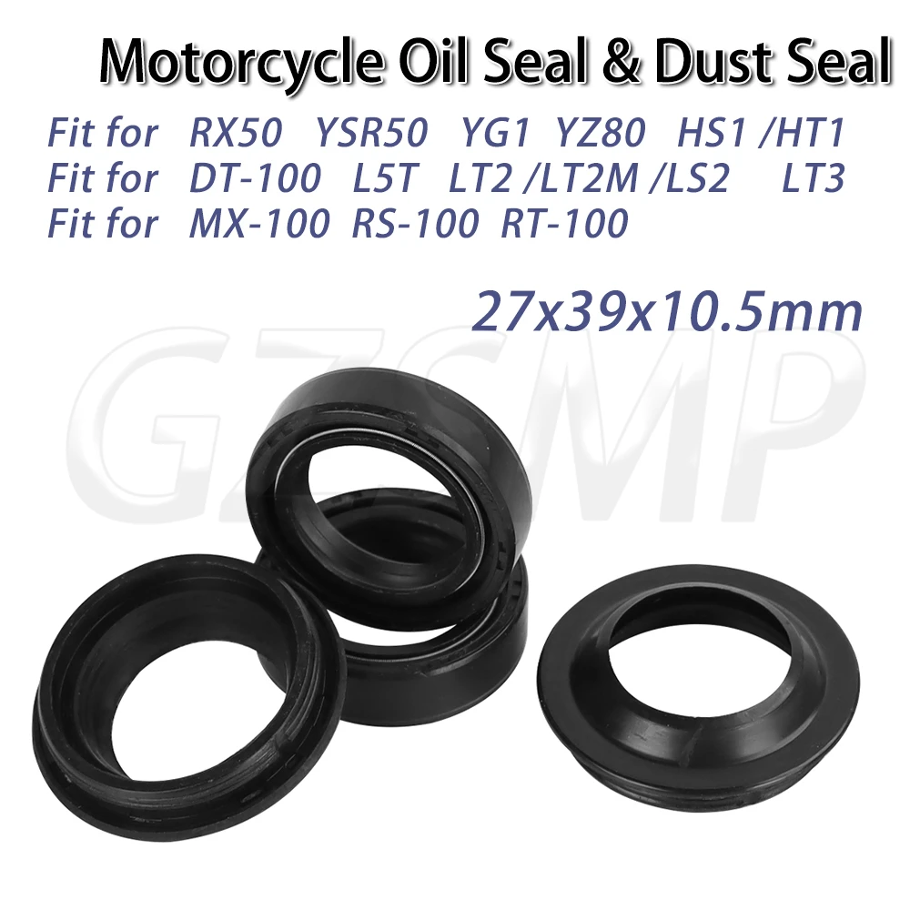 

Front Fork 27x39x10.5mm Dust Oil Seal Kit Fit for YAMAHA RX50 1983-1984 YSR50 1987-1992 RT RS MX DT 100 LT2 LT3 YZ80