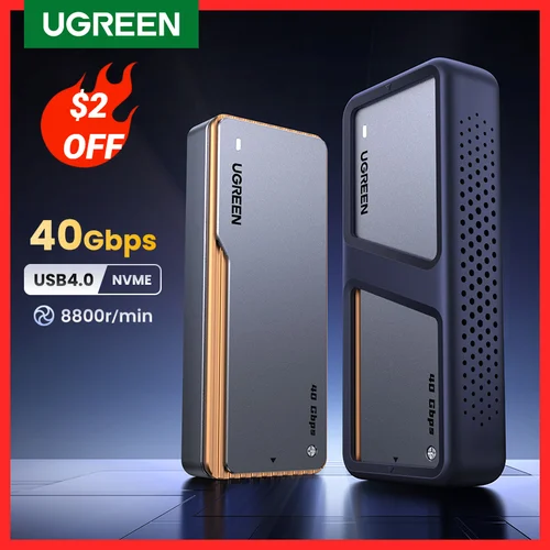 UGREEN 40Gbps NVMe SSD 케이스, SSD 인클로저, M.2 NVME PCIE용 어댑터, 내장 냉각 조끼, 알루미늄 케이스