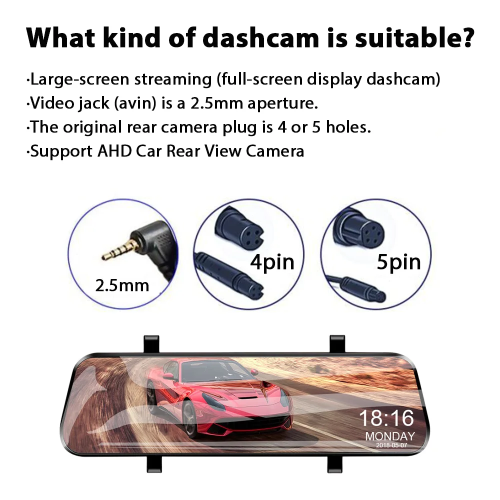 AHD Auto-Rückfahrkamera 1080P Wasserdicht mit 4-Pin / 5-Pin für Auto-Spiegel Dashcam Auto-DVR 2,5mm Anschluss Rückfahrkamera – Detail 4