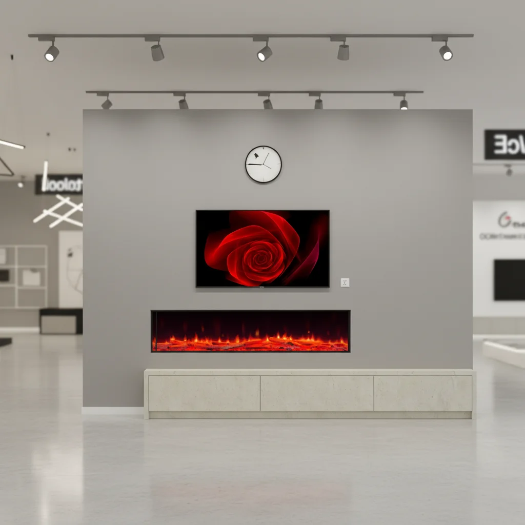 Electric Fireplace, 1842mm Metal Heater, Wall-Mounted Recessed LED Flame, 2000W Remote Control Energy Saving for Hotel