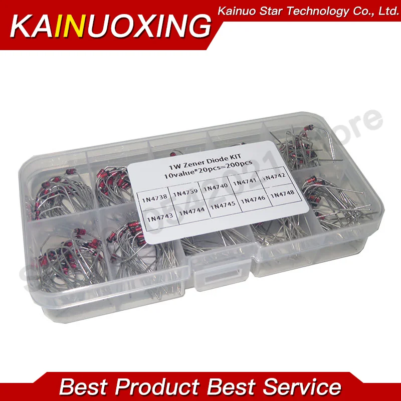 200Pcs 1W Zener Diode Assortment Box Kit 1N4738 1N4739 1N4740 1N4741 1N4742 1N4743 1N4744 1N4745 1N4746 1N4748 8.2V-22V