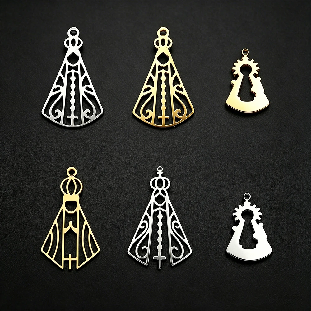 EUEAVAN 1 ud. Colgante de Acero Inoxidable Nuestra Señora de Aparecida Virgen María Dama Pilar Amuletos DIY para Collar Pulsera España Católico Regalo