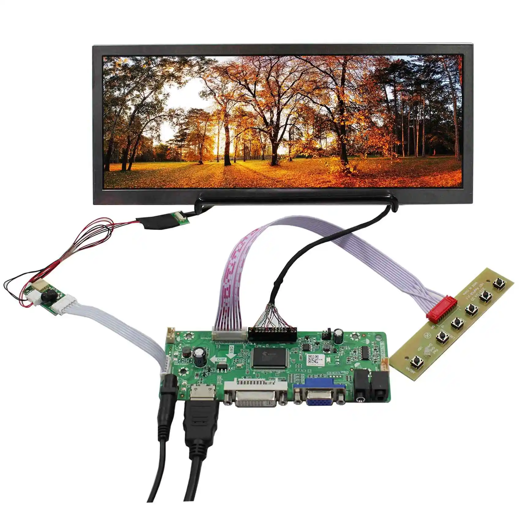 10.3Inch Banner Lcd Display 10.3 1920*720 Ips Display Bar Lcd Screen Stretched Bar Lcd Display With M.Nt68676 Driver Board
