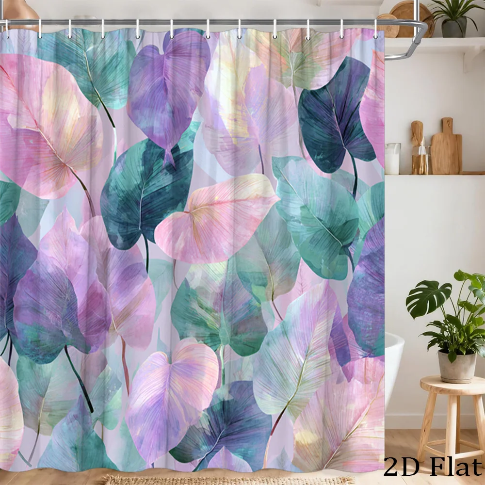 

Boho Tropical Botanical Leaves Shower Curtain Waterproof Jungle Decor Bathroom Curtain Set 180x180cm