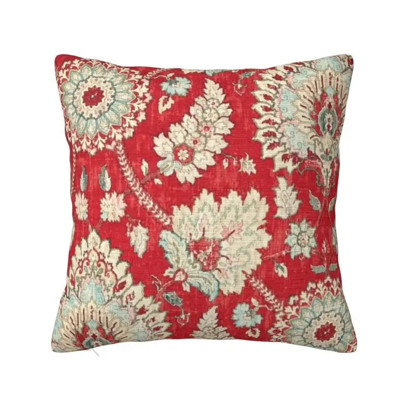 Brocade Tapestry Bold Red Gold Moroccan Cushion Covers Boho Ethnic Floral Throw Pillow for Car Square Pillowcase Home Decorativ