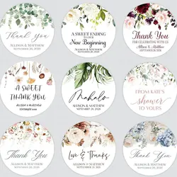 Custom Wedding Baptism Stickers Personalized Waterproof Round Gift Tags Bridal Shower Gift Thank You Stickers