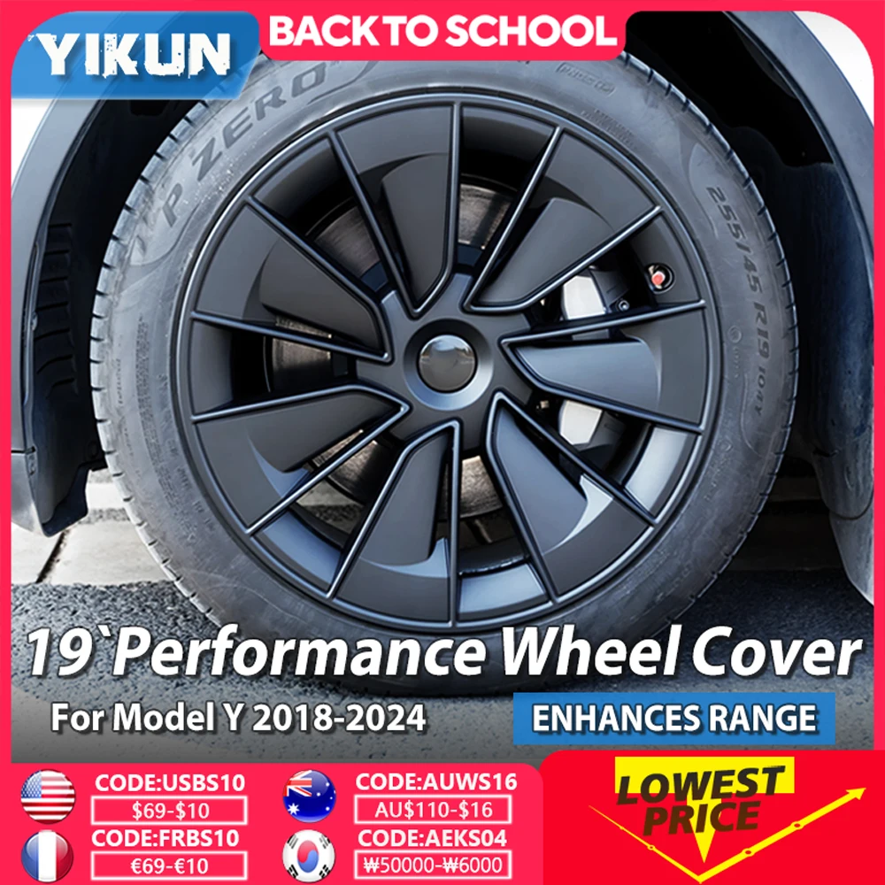 

4PCS Hub Cap for Tesla Model Y 19 Inch New Car Wheel Cover Replacement Performance Automobile Full Rim Car Accessories 2018-2024