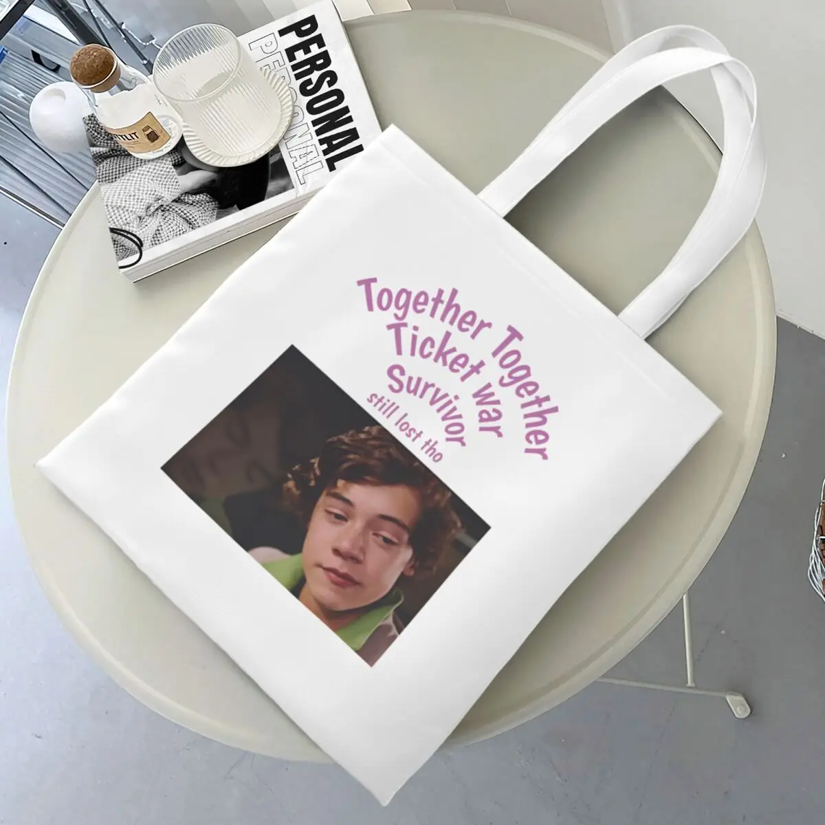 Harrys Styles We Belong Together Shopper Bag College Handbags Women Graphic Shoulder Bag Modern Polyester Tote Bag