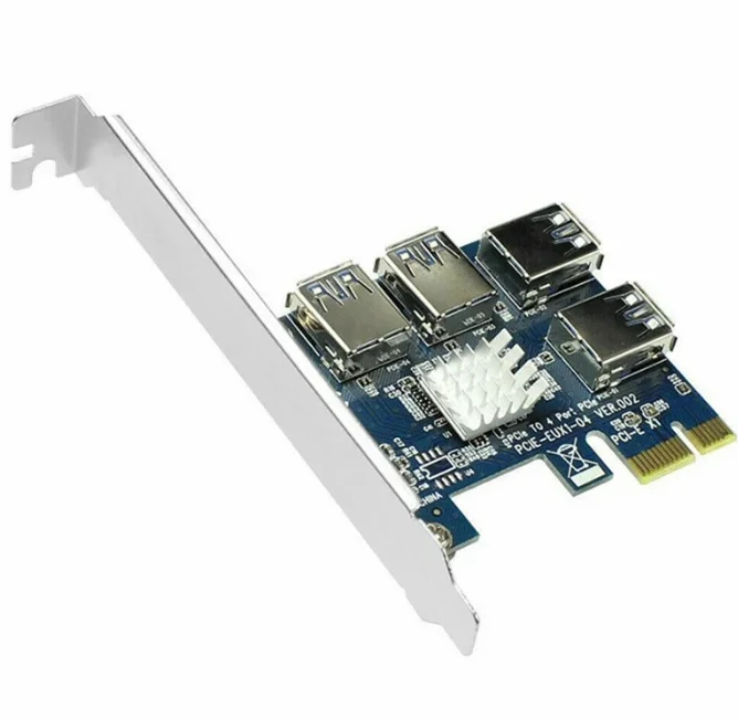 PCIE PCI-E PCI Express Riser Card 1X to 16X 1 to 4 USB 3.0 Slot Multiplier Hub Adapter