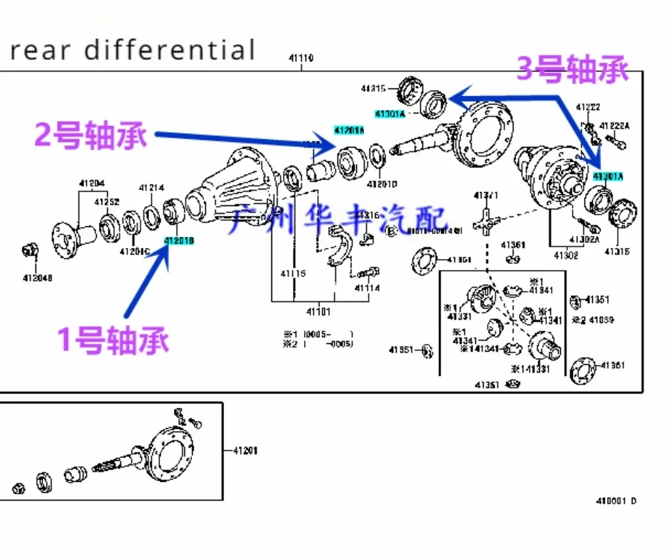 ينطبق على 96-02 نموذج سنة CRUD 3400 2700 RZJ VZJ95 LC90 المحمل التفاضلي الأمامي ومحمل الحلقة المسننة الخلفية