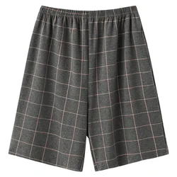 Verão xadrez shorts pijamas para homens solto cintura elástica xadrez pijama pj calças de algodão macio curto pijama calças