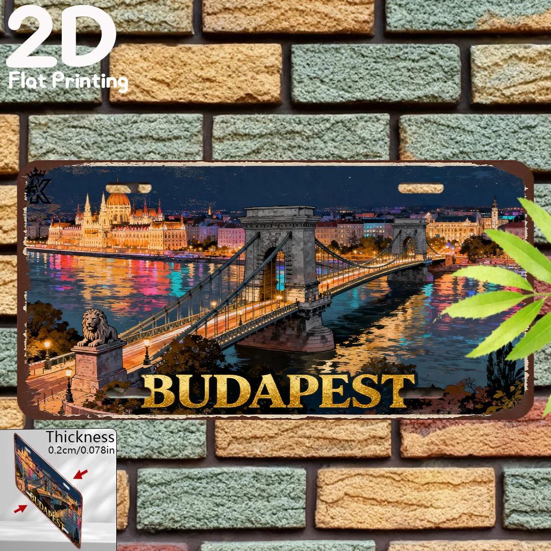 2D Flat, 2D Flat Printing, 1pc,, for Decor Only, Decorative Plaque & Statues (15.24cm X 30.48cm), Budapest Hungary, Vintage Wall