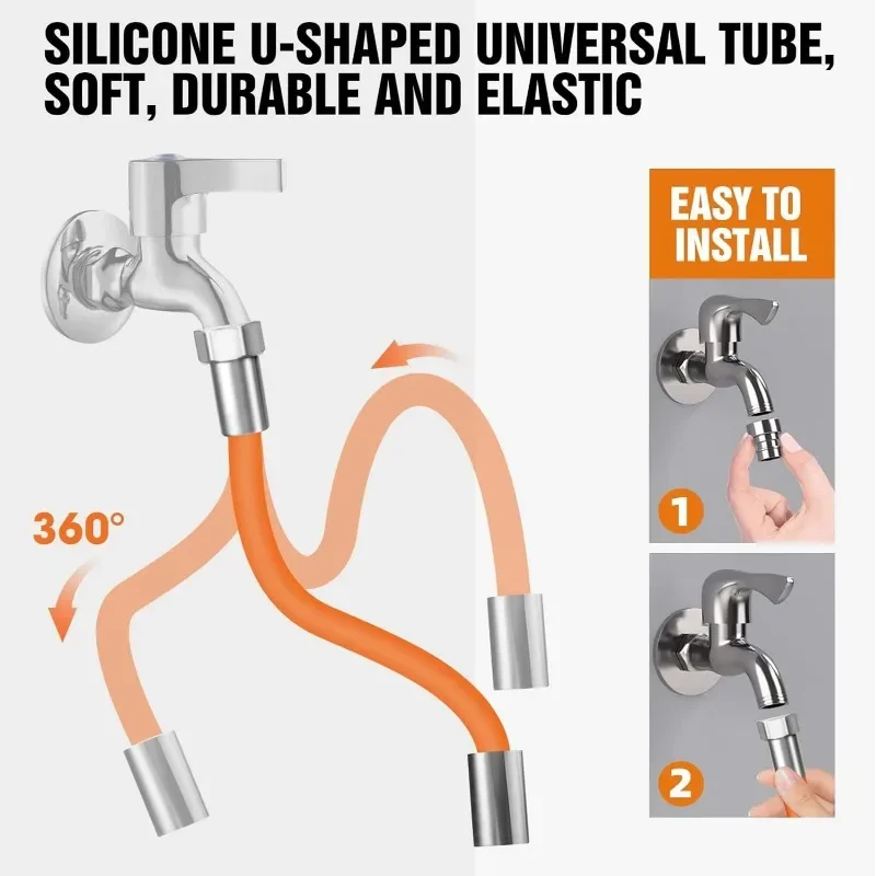 1pc Water Faucet Extension Pipe Universal Flexible Extended Water Pipe Anti-Splash Extension Pipe