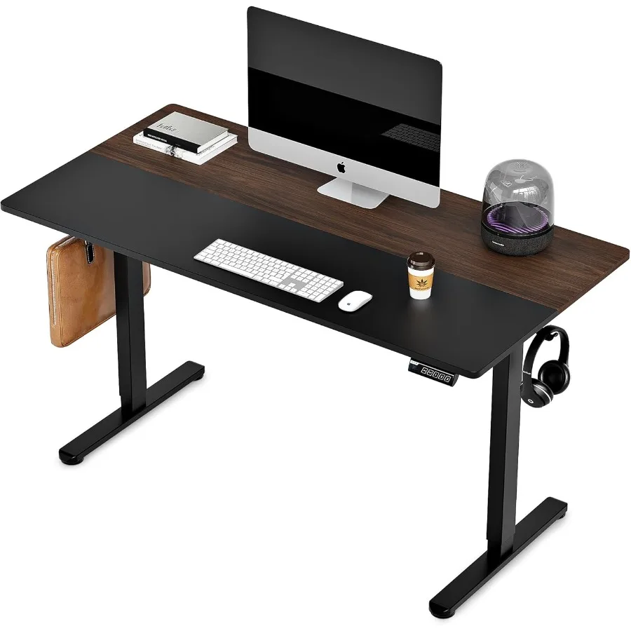 Electric Height Adjustable Standing Desk 48x24 Inches for Home Office Ergonomic Workstation with Black Steel Frame and Black To