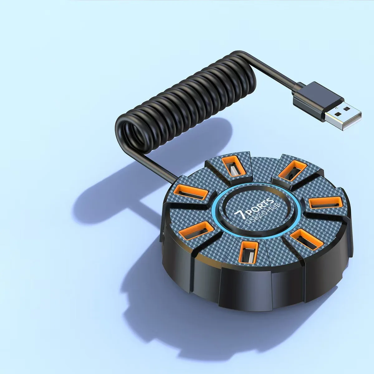Adapter USB 2.0 HUB 10 portów, szybki rozdzielacz USB 2.0, zasilacz, 7-portowy ekspander do komputera PC, laptopa, akcesoria komputerowe — zdjęcie produktu 7