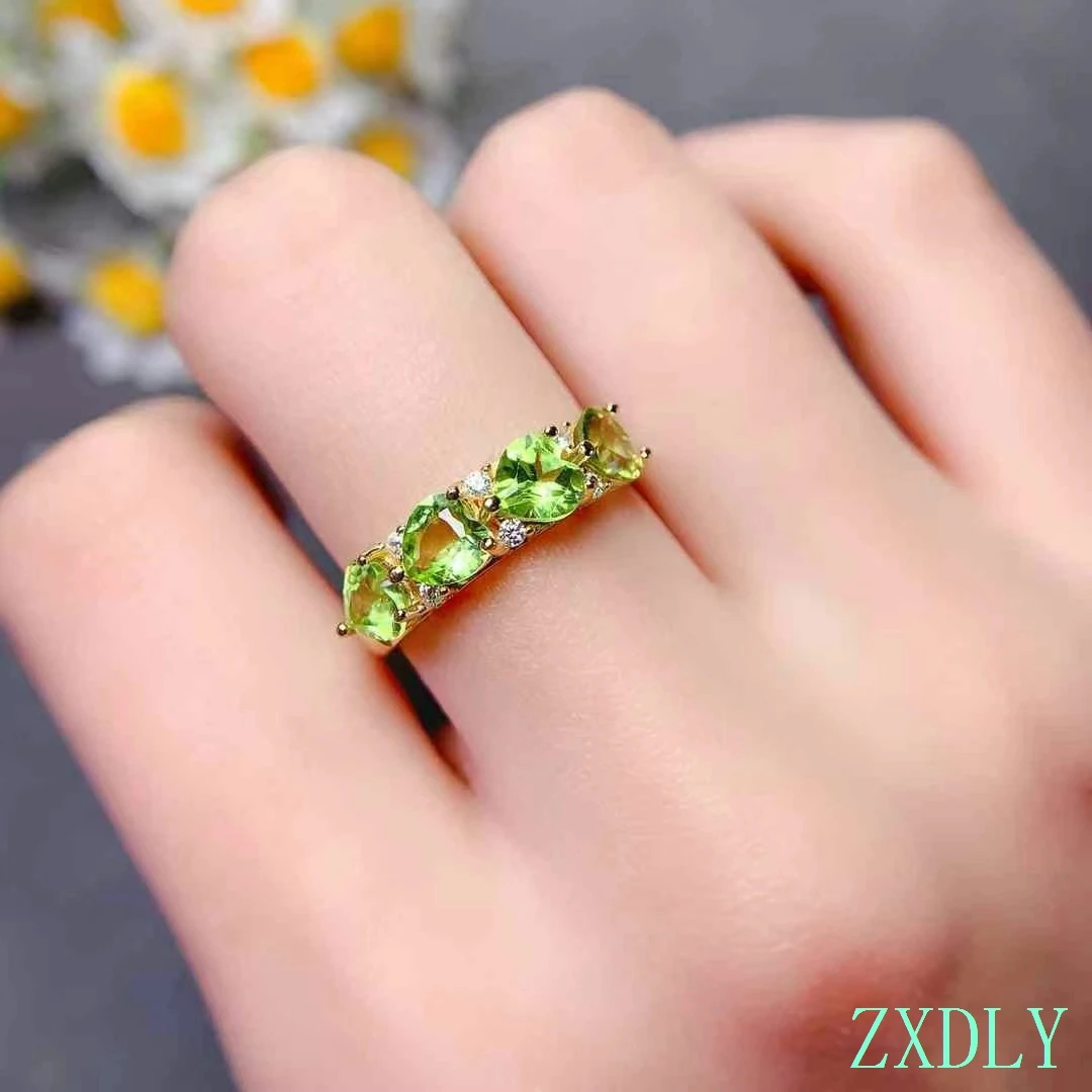 2025 Newest Silver Ring for Women Certified Natural Peridot Heart style  Ring Fashion 925 Silver Jewelry Good Gift
