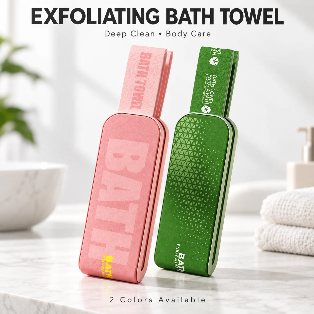 Exfoliating Bath Towel Long Back Scrubber Strap Dual-sided Body Scrubber Washcloth Dead Skin Removal Deep Cleansing Shower Body