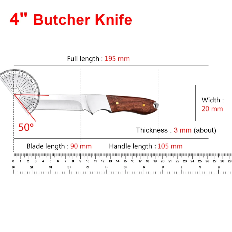 Stainless Steel Butcher Knife Forged Boning Knife Meat Bone Fish Fruit Vegetables Kitchen Cleaver Cooking Knife