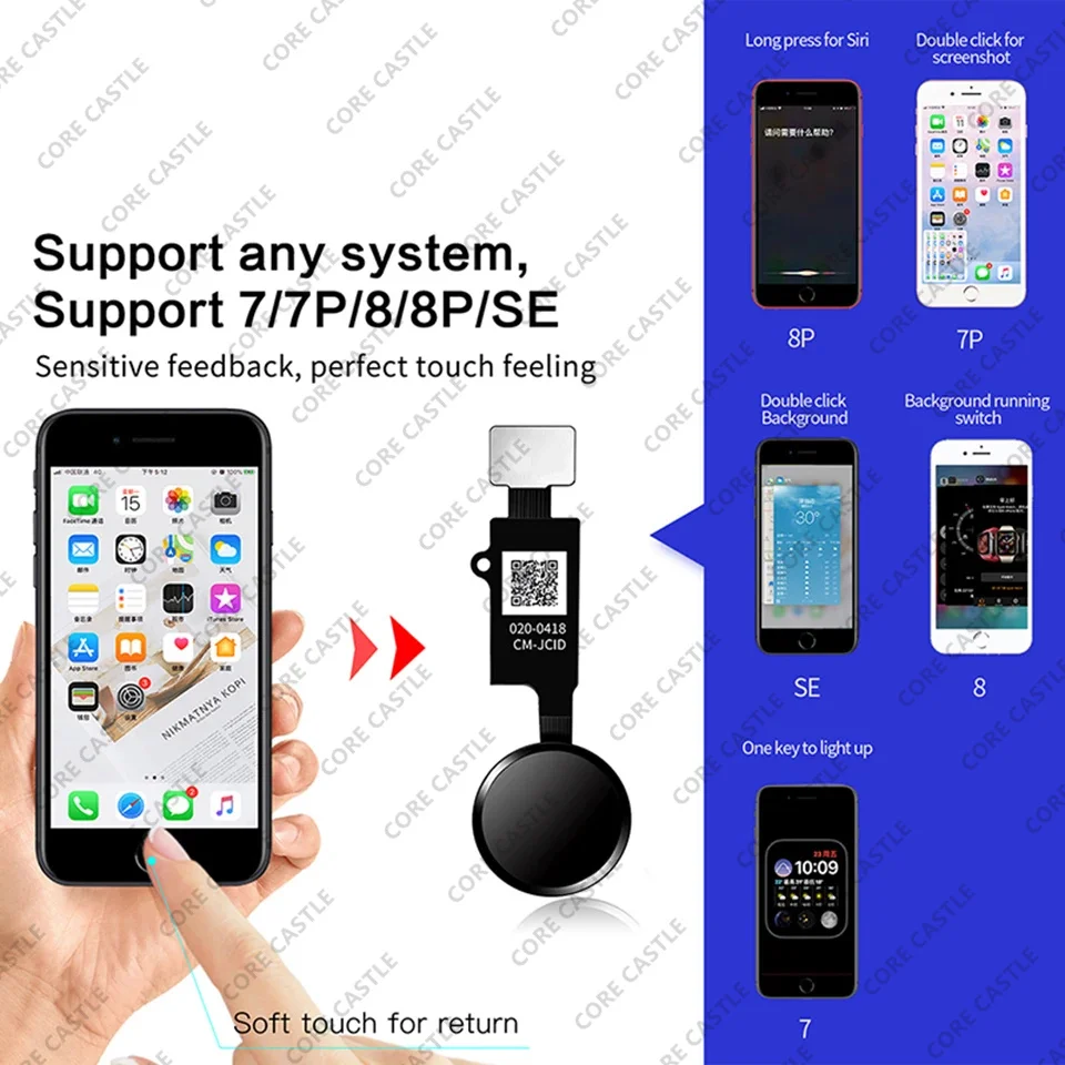 JC 6th Home Button 3D Universal Touch ID Fingerprint Flex Cable For iPhone 7 8 Plus SE 202 Menu Key Return Function Repair Parts