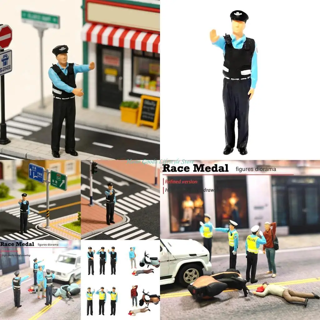 E74E 1:64 Scale Miniature Cop Figure Drunk Driving Scene For Dioramas And Model Display With Resin Design