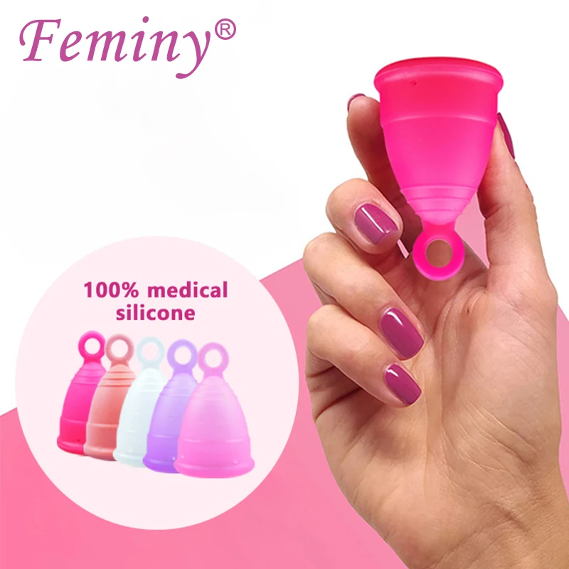 Feminy Medical Silicone Menstrual Cup With Ring Women Certified Copa Menstrual Collector Reusable Vaginal Care Health Period Cup