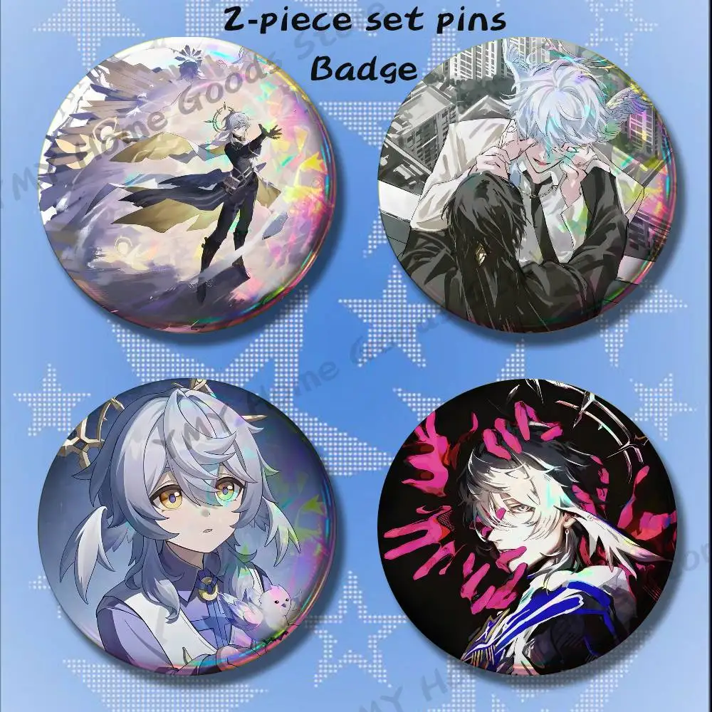 Charmony Dove Sunday H-Honkai Brooches for Backpack Accessories 25 32 44 58 75mm Round 2-piece set Free Mix