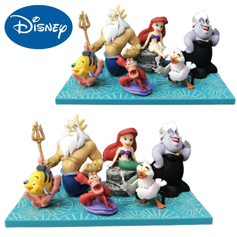 Disney Little Mermaid Ariel Figure 6pcs/set Froude Ursula Sebastine Shikato Kawaii Model Statue Collection Doll Toys Ornament