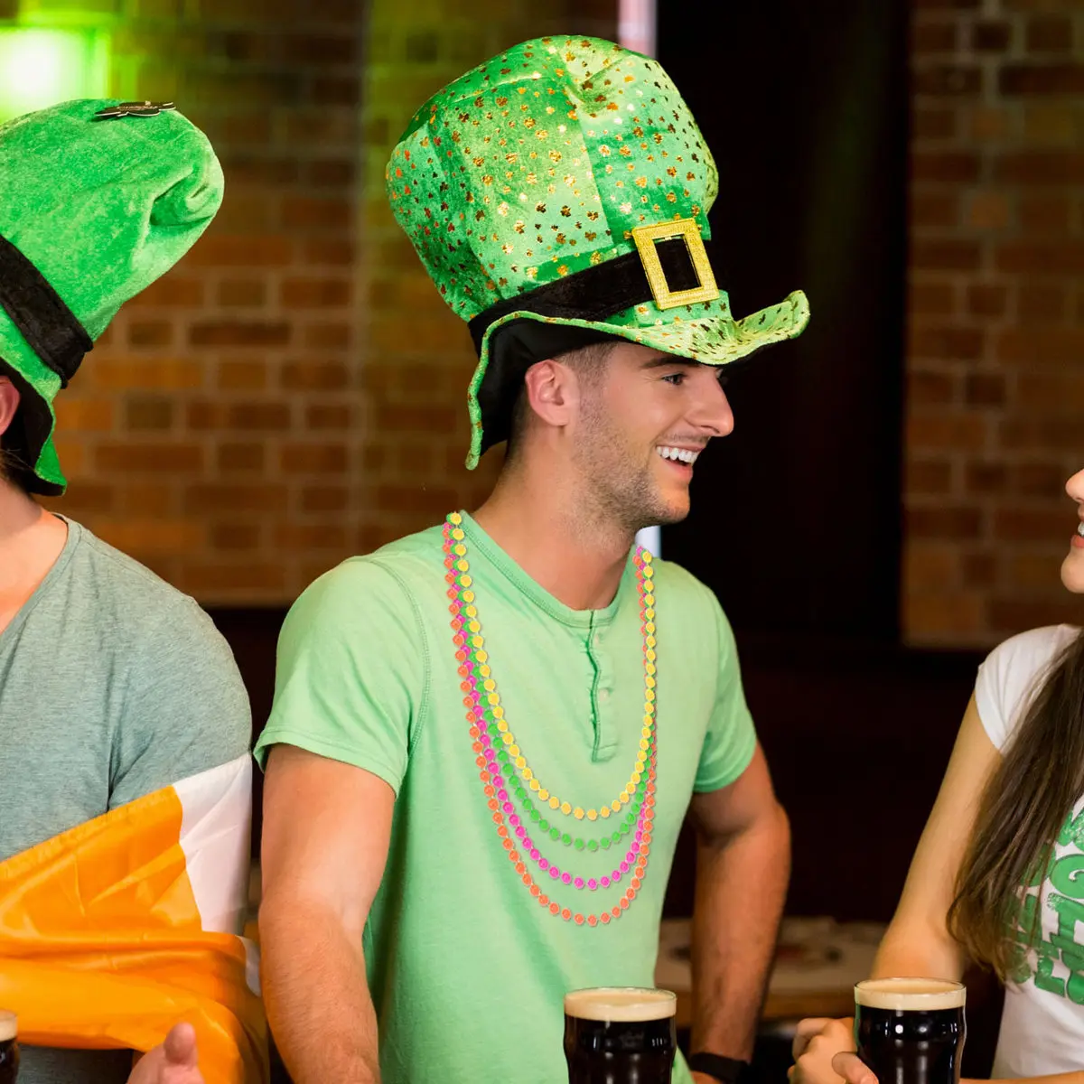 

4Pcs Plastic Bead Necklace Neon Color Simple Design Colorful Party Dress Costume Accessory Retro 70S 80S Theme Dance