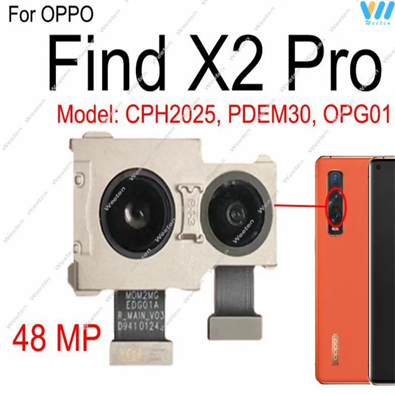 Front Rear Camera For OPPO Find X2 X3 Pro Find X2 X3 Neo/X2 X3 Lite Back Main Front Facing Camera Module Flex Cable Repair Parts