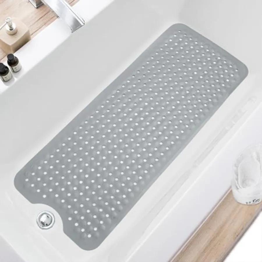 

Bath Tub and Shower Mats, Non Slip 40 x 16 Inch Extra Large Bathtub Mat, Machine Washable Bathmat with Drain Holes, Suction Cup