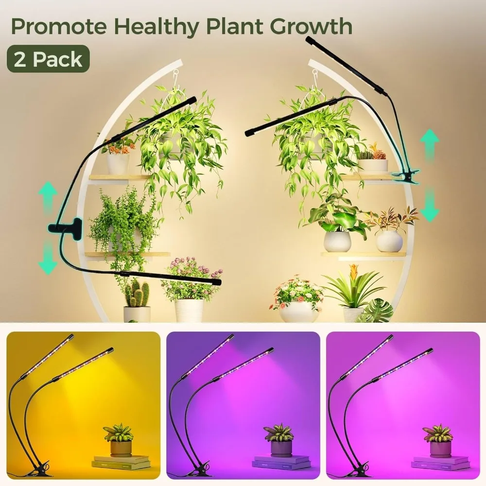 حامل نباتات معدني مكون من 7 طبقات مع ضوء للنمو، رف نصف قمر للنباتات الداخلية في غرفة المعيشة والشرفة والفناء - أسود (عبوة من قطعتين) #3