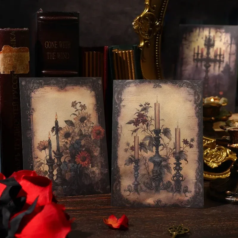 20Sheets Collage Material Paper Silent Opera House Gothic Retro Clock Bottom Writing Handbook Notebooks Scrapbook 14*10CM