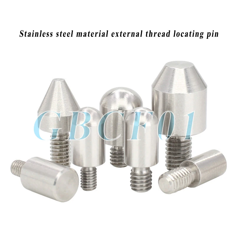 Stainless Steel Threaded Pin Round Head Flat Head Pointed Head Dowel Pin M3 M4 Positioning Column Diamond Rhombic Pin Threaded