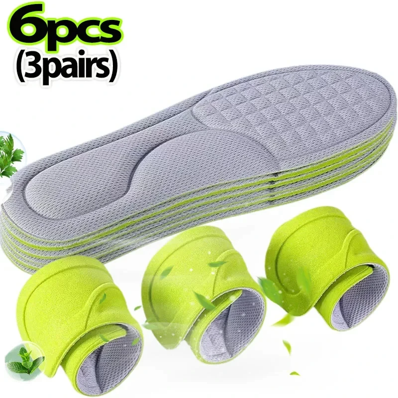 6pcs Unisex Memory Foam Orthopedic Insoles Deodorizing Insole Shoes Sports Absorbs Sweat Soft Antibacterial Shoe Accessories