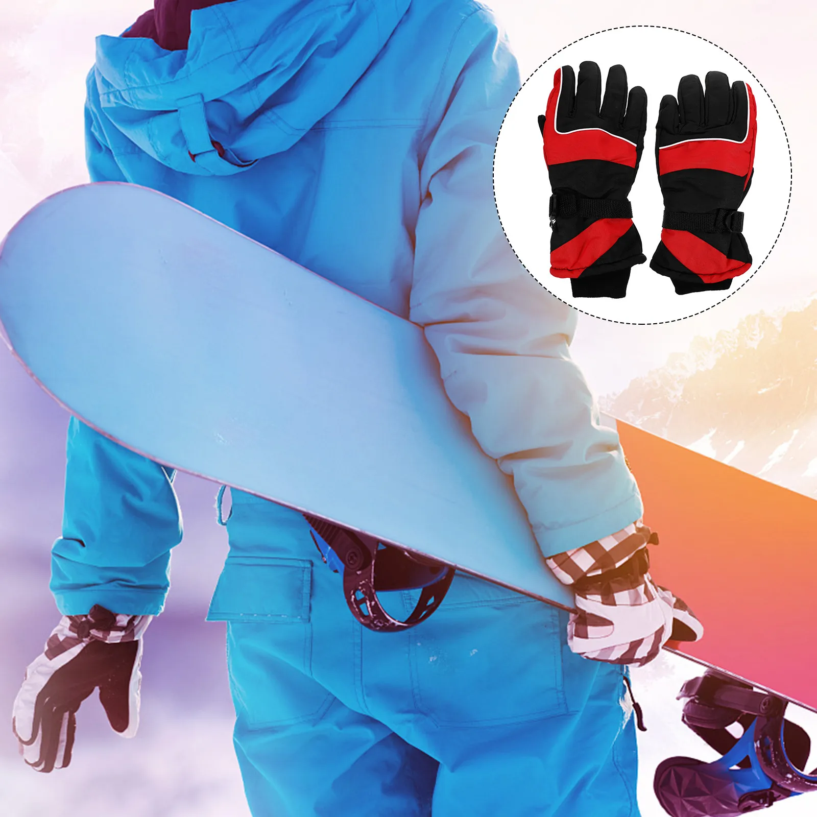 

1Pair Winter Cycling Gloves Windproof Thick Waterproof Anti-Skid Outdoor Skiing Gloves Warm Adjustable Wristband Anti-Lost