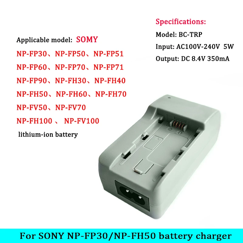 Ładowarka do baterii aparatu BC-TRP do NP-FP30 Sony, FP50,FP51,FP60,FP70,FP71,FP90,FH30,FH40,FH50,FH60,FV50,FV70,FH100 bateria litowa